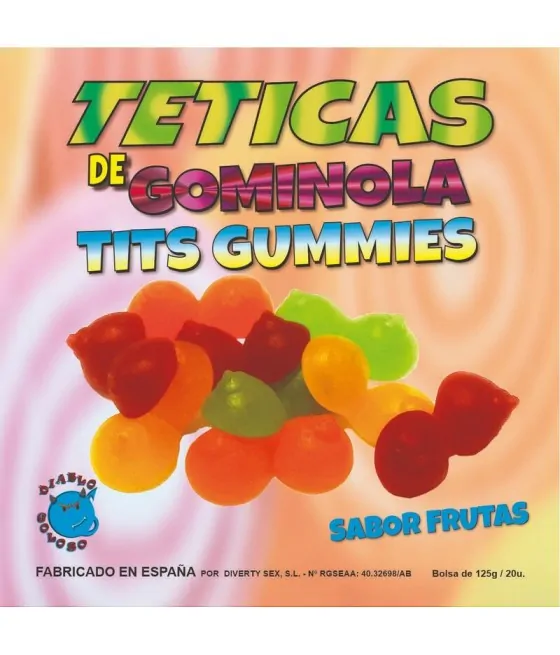 Coffret de bonbons pectoraux Diablo Goloso - saveur gummy fruits - 6 couleurs et saveurs - fabrication espagnole