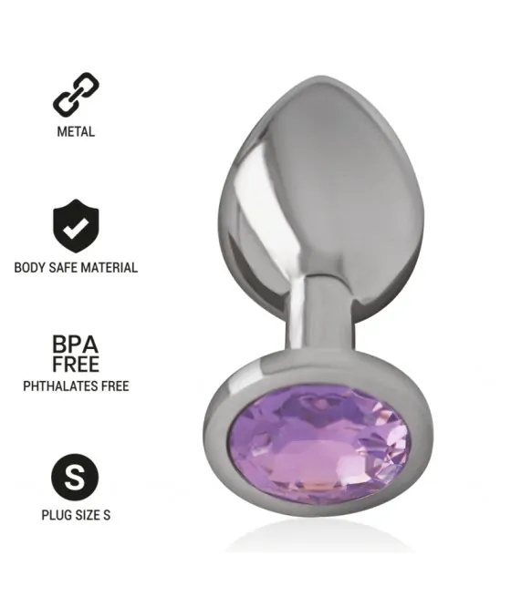 Plug anal intense en métal aluminium et verre violet taille S