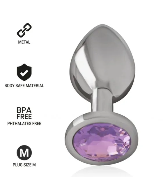 INTENSE - PLUG ANAL EN MÉTAL ALUMINIUM AVEC CRISTAL VIOLET TAILLE M