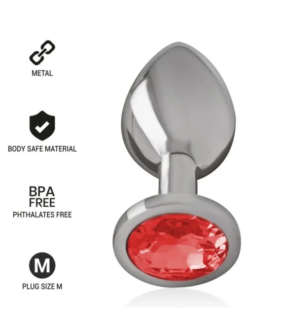 Plug anal en métal avec verre rouge taille M - expérience intense