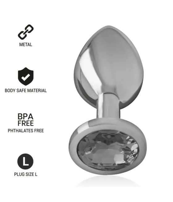 Plug anal intense en métal aluminium noir taille L avec verre