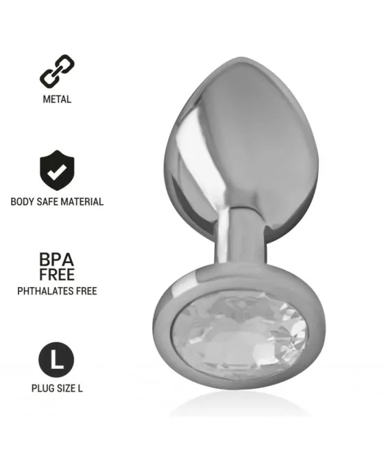 Plug anal intense en métal aluminium et verre argenté - taille L