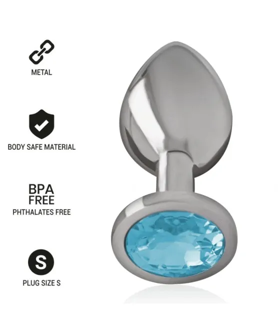 INTENSE - PLUG ANAL EN MÉTAL ALUMINIUM AVEC CRISTAL BLEU TAILLE S