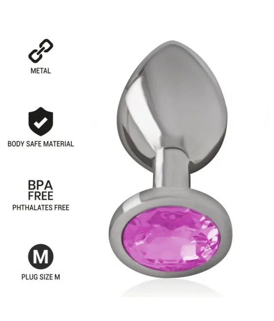 INTENSE - PLUG ANAL EN MÉTAL ALUMINIUM AVEC CRISTAL ROSE TAILLE M