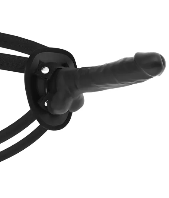 Harnais Cock Miller avec dildo en silicone articulable - Noir 18 cm