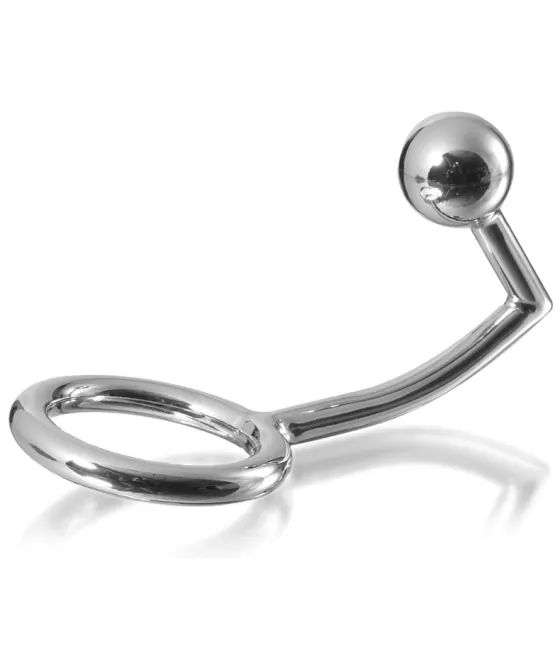 METAL HARD - ANNEAU COCK RING AVEC CROCHET INTRUS ANAL 40MM