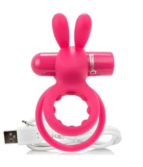 Anneau vibrant rechargeable Screaming O avec lapin - Rose O Hare