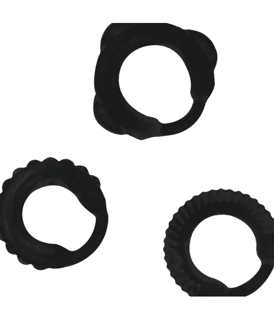 Ensemble de 3 anneaux pénis noirs