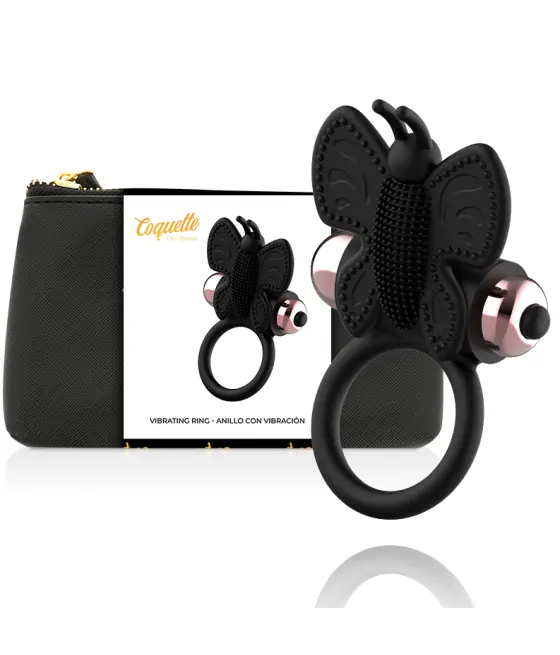 COQUETTE CHIC DESIRE - COCKRING PAPILLON AVEC VIBRATEUR NOIR/ OR