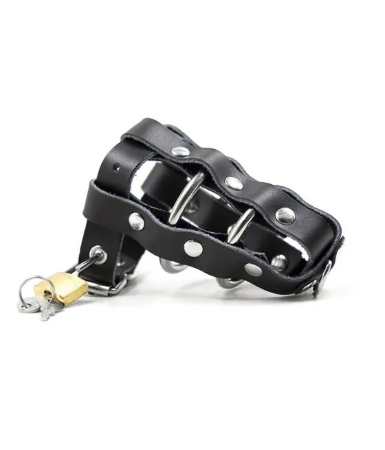 OHMAMA FETISH - ETUI EN CUIR AVEC ANNEAUX MÉTALLIQUES ET CADENAS