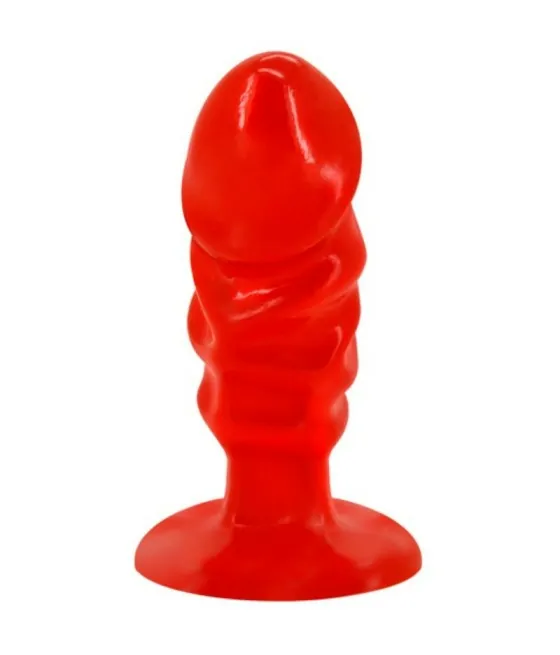 Plug anal unisexe avec ventouse rouge