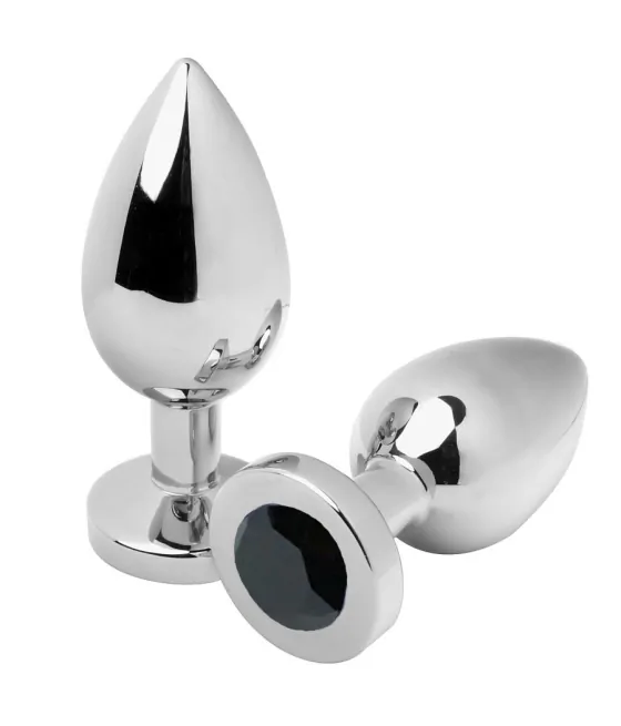 METAL HARD - PLUG ANAL DIAMANT NOIR PETIT 5.71CM