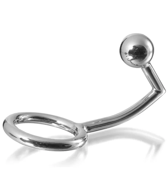 METAL HARD - ANNEAU COCK RING AVEC CROCHET INTRUS ANAL 45MM