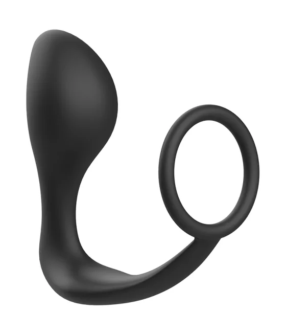 Plug anal avec anneau en silicone noir - jouet stimulant