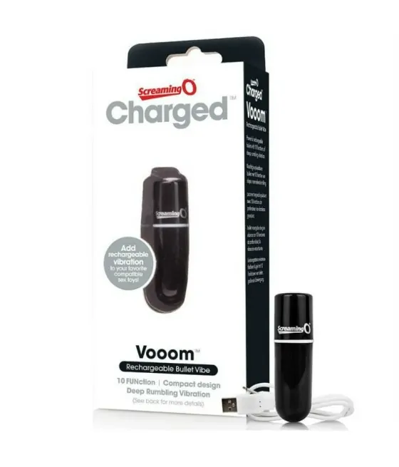 Mini vibromasseur rechargeable noir "Vooom" de Screaming O