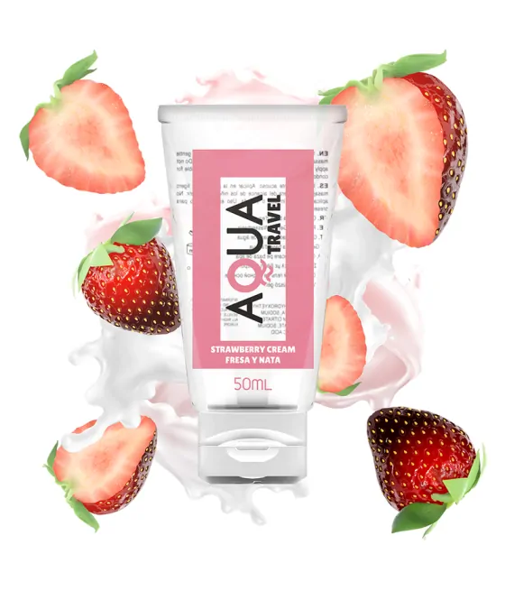 AQUA TRAVEL - LUBRIFIANT À BASE D''EAU SAVEUR CRÈME DE FRAISE - 50 ML