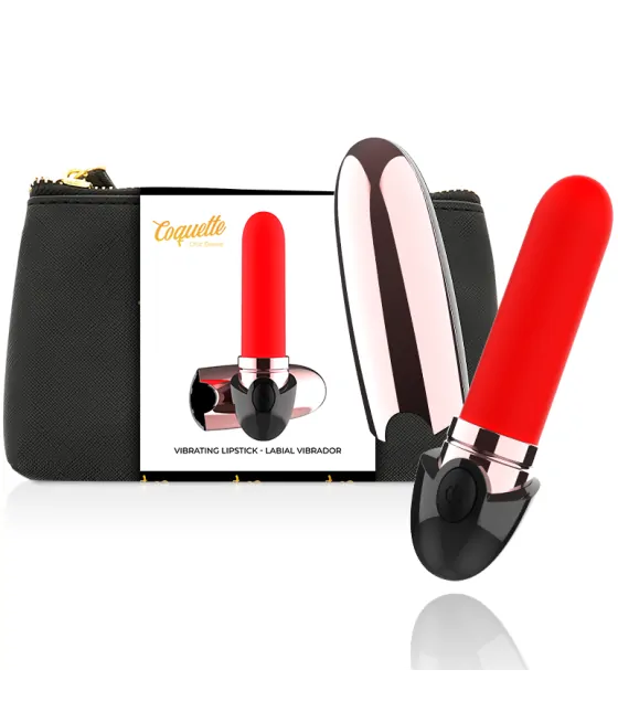 Vibrateur rechargeable rouge à lèvres chic Coquette Desire noir/or