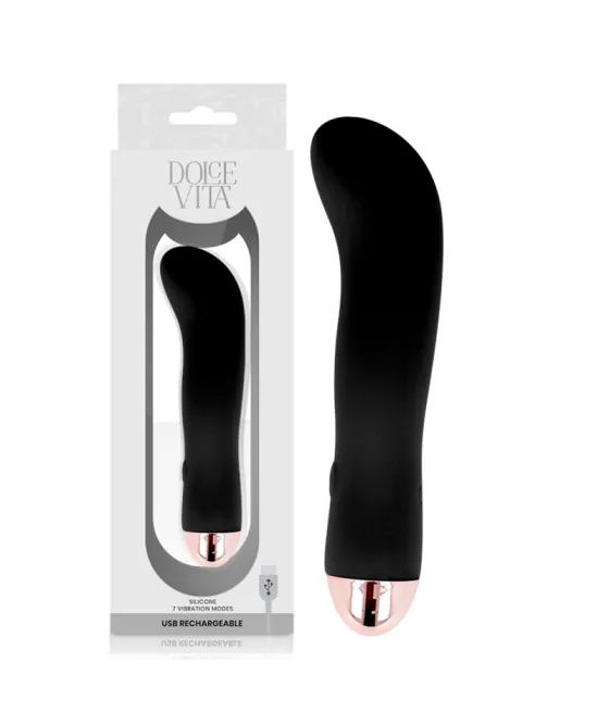 DOLCE VITA - VIBRATEUR RECHARGEABLE DEUX NOIR 7 VITESSES