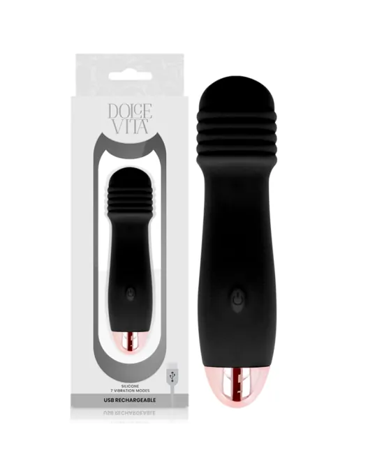 DOLCE VITA - VIBRATEUR RECHARGEABLE TROIS NOIR 7 VITESSES