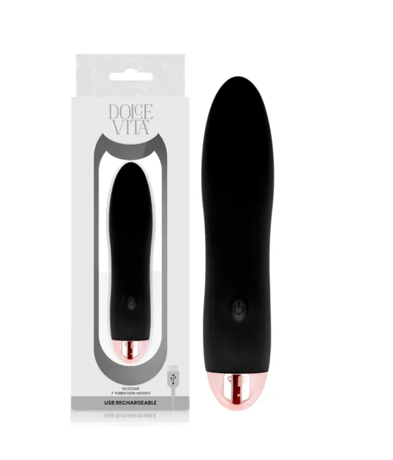 DOLCE VITA - VIBRATEUR RECHARGEABLE QUATRE NOIR 7 VITESSES