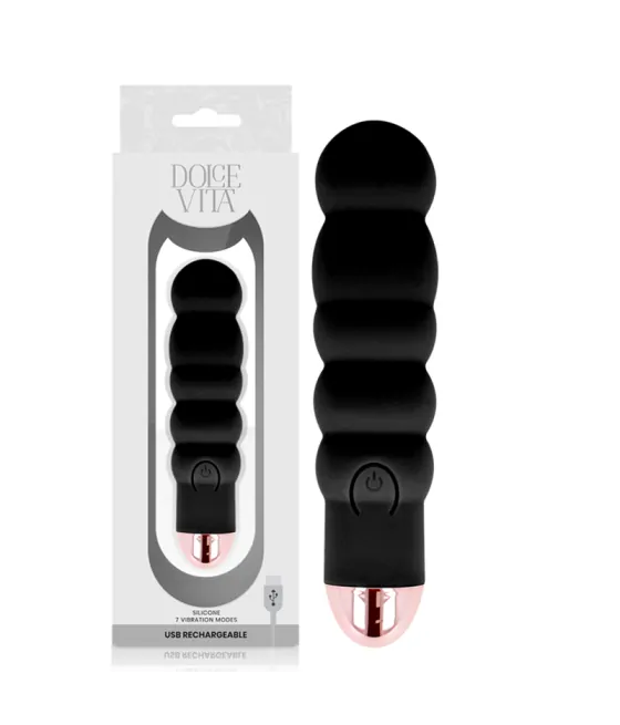 DOLCE VITA - VIBRATEUR RECHARGEABLE SIX NOIR 7 VITESSES