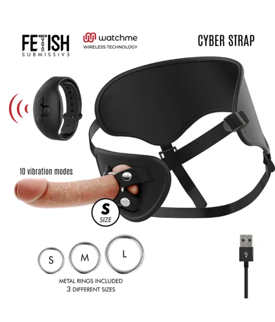 FETISH SUBMISSIVE CYBER STRAP - HARNAIS AVEC TÉLÉCOMMANDE DILDO WATCHME S TECHNOLOGIE