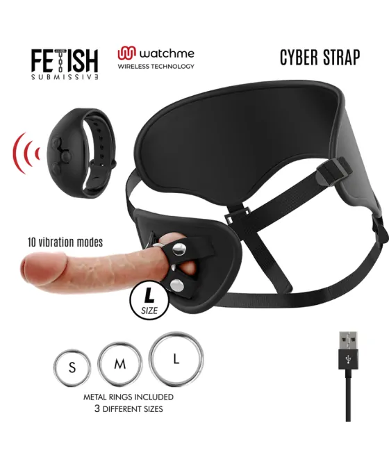 FETISH SUBMISSIVE CYBER STRAP - HARNAIS AVEC TÉLÉCOMMANDE DILDO WATCHME L TECHNOLOGIE