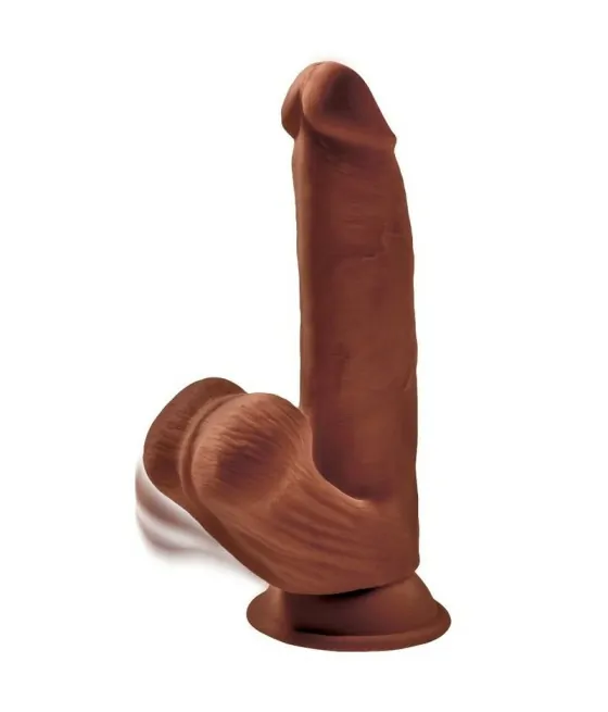 Gode réaliste avec balles oscillantes King Cock Plus - marron