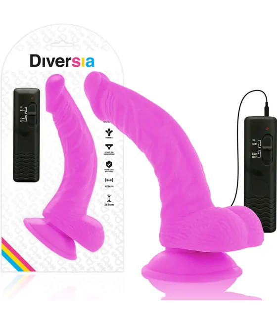 DIVERSIA - DILDO VIBRANT FLEXIBLE VIOLET 21.5 CM -O- 4.5 CM