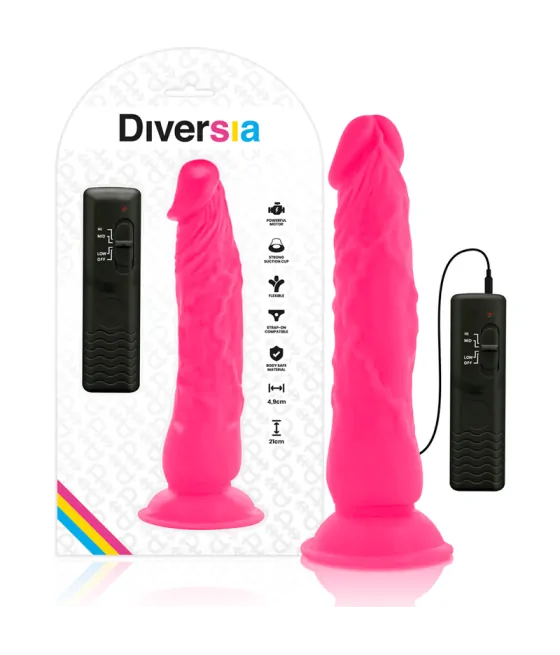 DIVERSIA - DILDO VIBRANT FLEXIBLE ROSE 21 CM -O- 4.9 CM