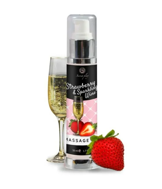 SECRETPLAY - HUILE DE MASSAGE FRAISE  VIN MOUSSEUX 50 ML