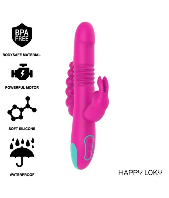 Vibromasseur triple stimulation Happy Loky Donald - sans fil - compatible Watchme - anal, G-spot, clitoral