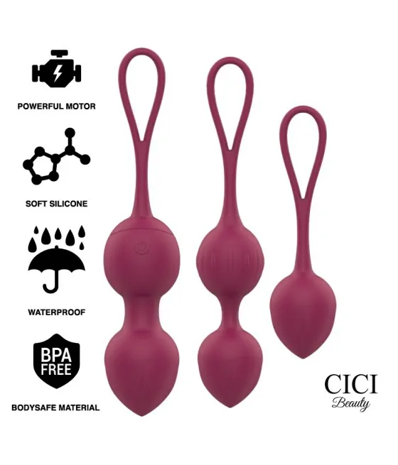 CICI BEAUTY - PREMIUM SILICONE 3 PERLES DE KEGEL VIBRANTES TÉLÉCOMMANDE