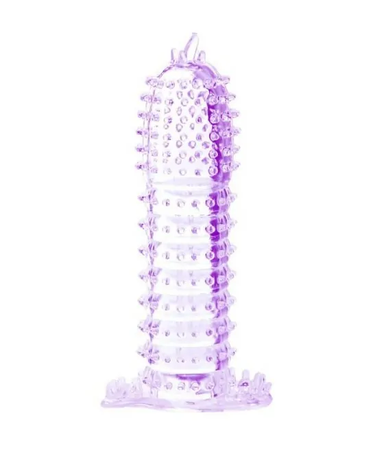 Gaine pour pénis avec points de stimulation violets 14 cm
