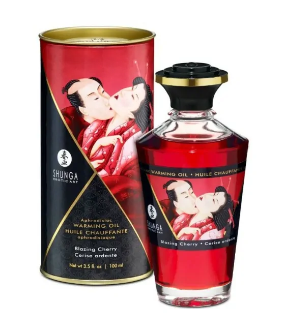 SHUNGA - HUILE DE MASSAGE EFFET CHALEUR SAVEUR INTENSE DE CERISE 100 ML