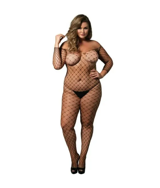 LEG AVENUE - BODYSTOCKING  ÉPAULES DÉNUDÉES NOIR GRANDE TAILLE