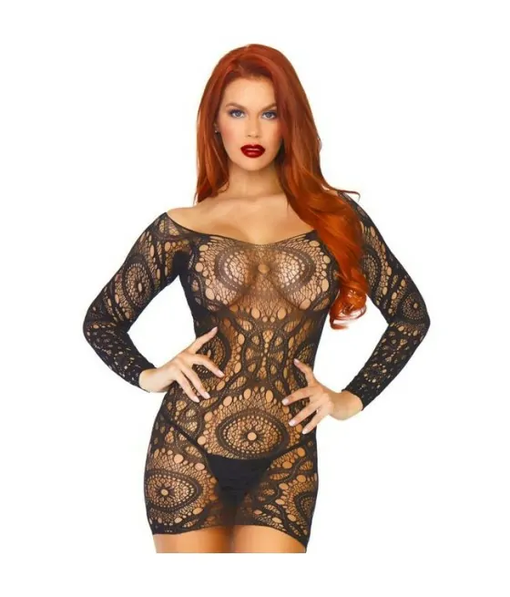 LEG AVENUE - MINI-ROBE EN DENTELLE  MANCHES LONGUES TAILLE UNIQUE