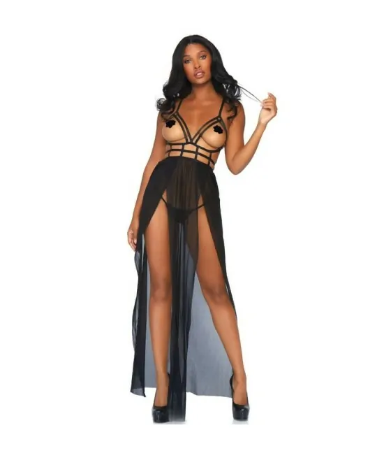 LEG AVENUE - ROBE MAXI CAGE ET STRING S/M