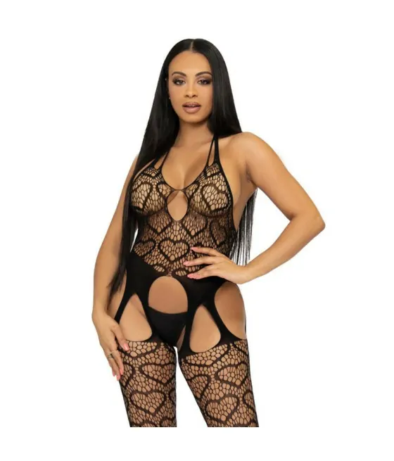 LEG AVENUE - BODYSTOCKING  JARRETELLES EN FILET TAILLE UNIQUE - ROUGE