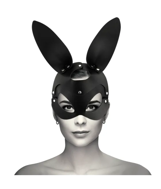 Masque en cuir vegan avec oreilles de lapin - Coquette Chic Desire