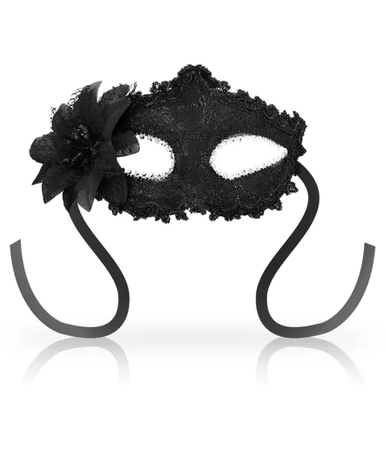 Masque pour les yeux vénitien avec fleur latérale - noir