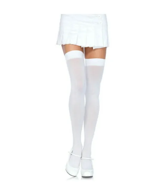 LEG AVENUE - CUISSES HAUTES EN NYLON BLANC