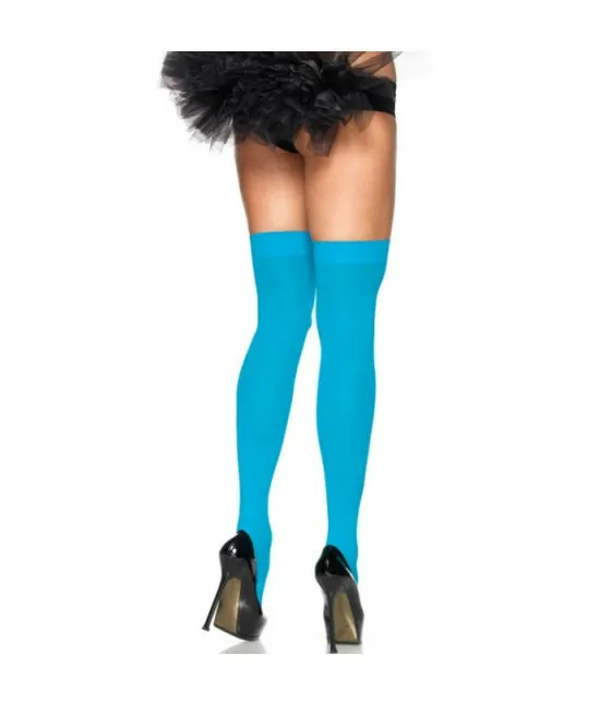 LEG AVENUE - CUISSES HAUTES EN NYLON BLEU