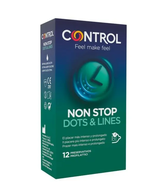 Contrôle Nonstop - Pack de 12 préservatifs à motifs de pois et de lignes
