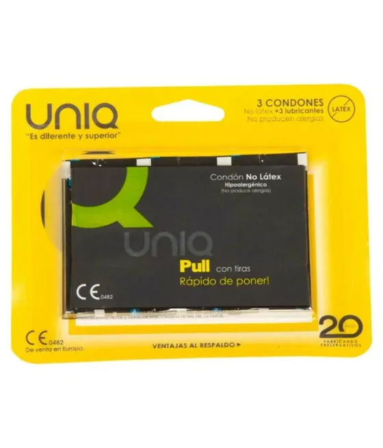 UNIQ - PULL PRESERVATIFS SANS LATEX AVEC BANDES 3 UNITES