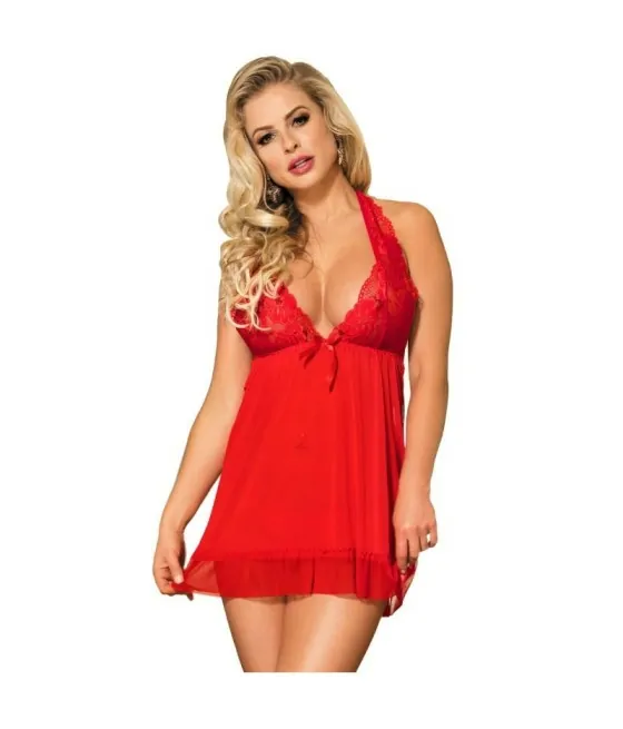 SUBBLIME - BABYDOLL RED MOTIFS FLORAUX DANS LES SEINS L / XL