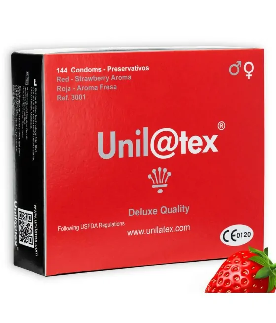 Préservatifs Unilatex rouge/fraise - Pack de 144 unités