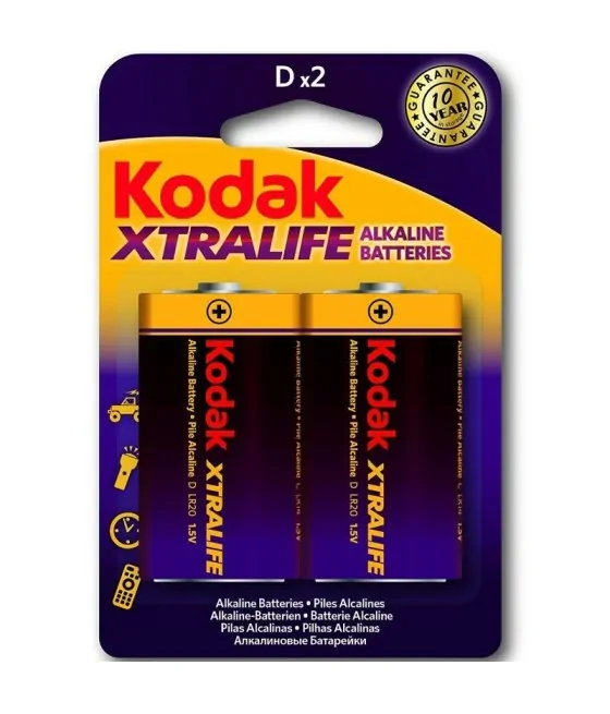 Lot de piles alcalines Kodak Xtralife LR20 D - 1.5V