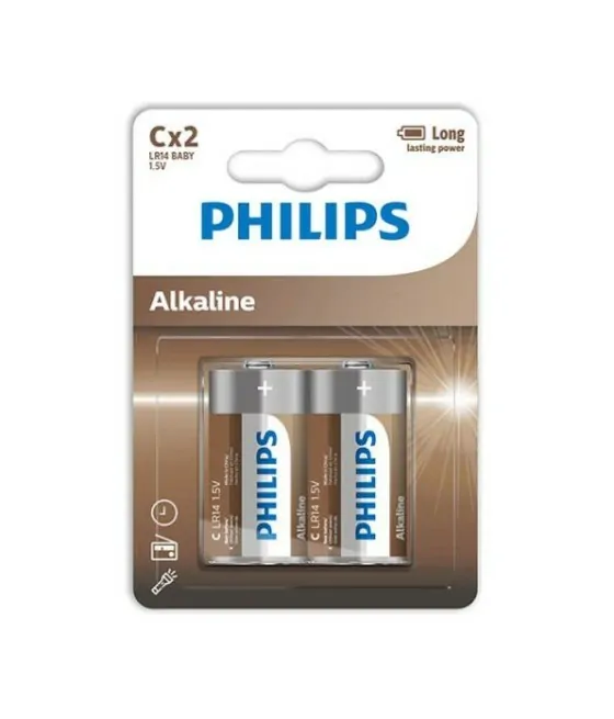 PHILIPS - PILES ALCALINES C LR14 BLISTER*2