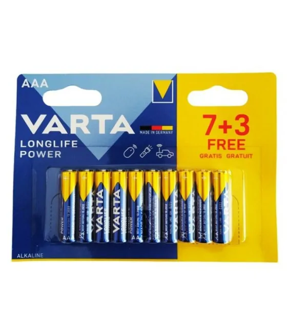 Lot de 10 piles alcalines Varta Longlife Power AAA LR03